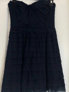 BCBGMaxAzria Strapless Navy Tiered Sweetheart Dress